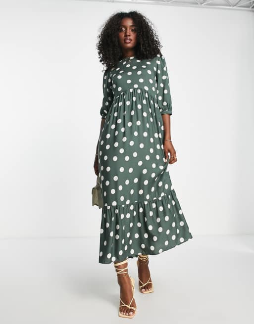 Green dress with hot sale white polka dots