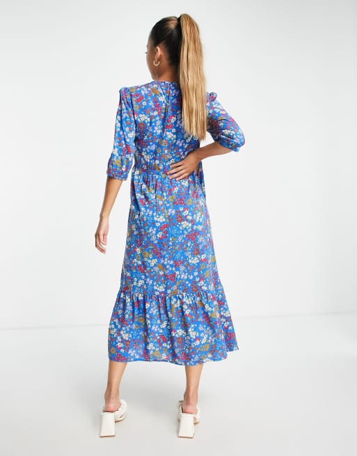 Nobody's Child - Rachel - Robe mi-longue fleurie - Bleu, 2 de 4