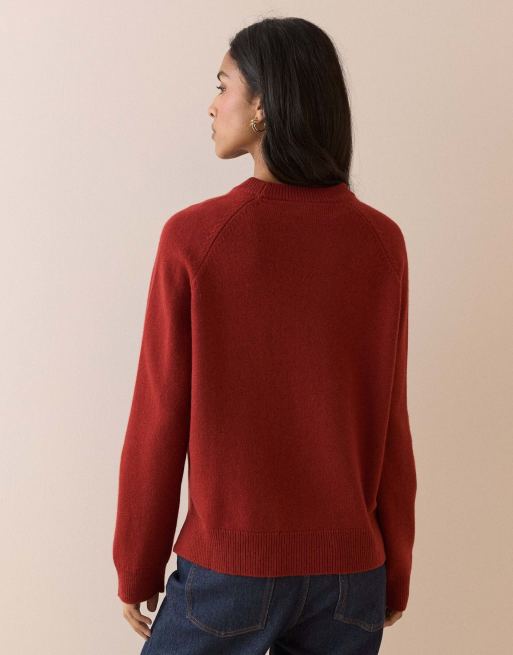 Nobody's Child Raglan sleeve wool jumper in red, 2 of 5