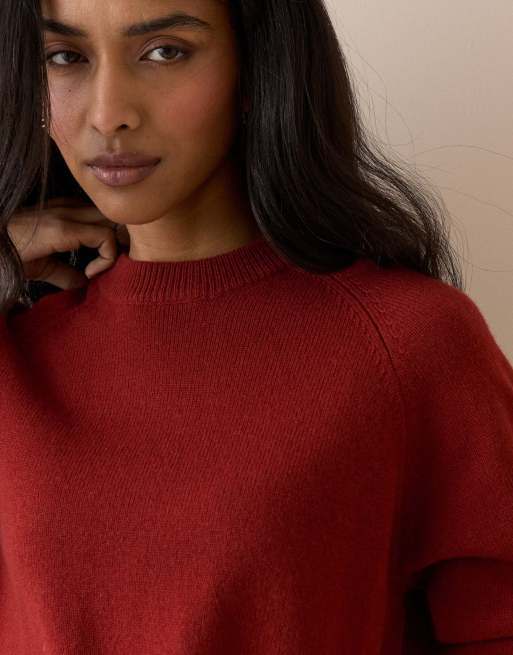 Nobody's Child Raglan sleeve wool jumper in red, 3 of 5