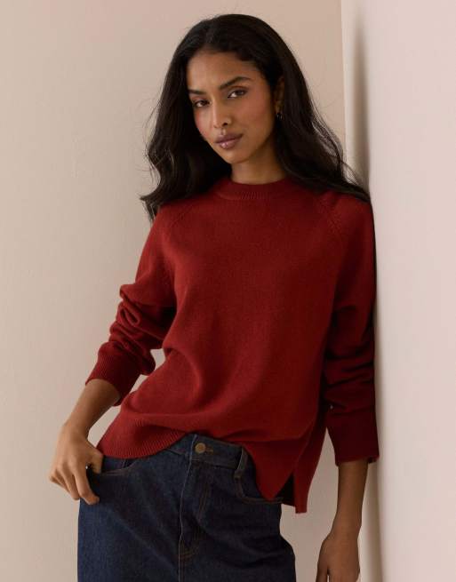 Nobody's Child Raglan sleeve wool jumper in red, 4 of 5