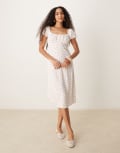 [Nobody's Child] Nobody's Child Raven puff sleeve midi dress in white and red polka dot 14 White