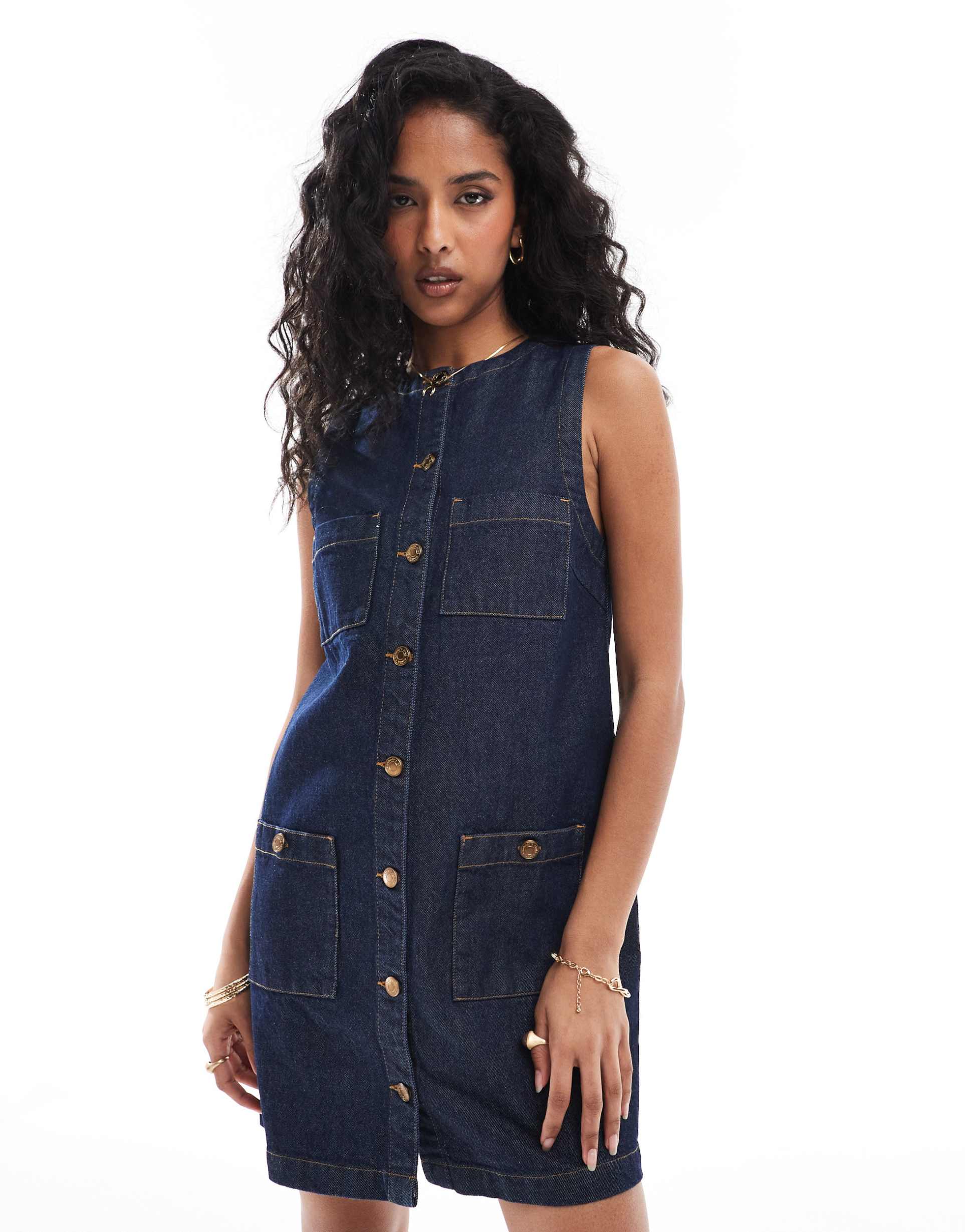 nobody's child ray denim mini dress in blue
