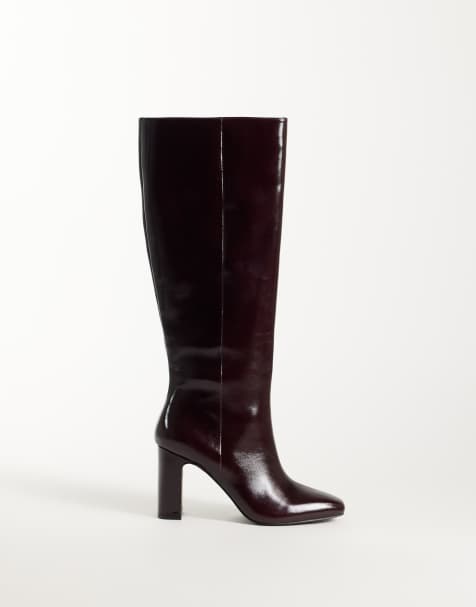 Nobody's Child real leather knee high boots in burgundy - view 1