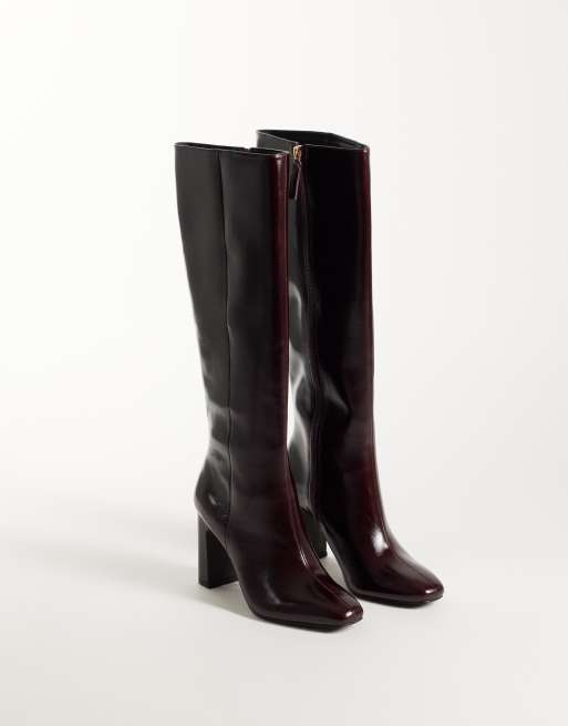 Nobody's Child real leather knee high boots in burgundy, 2 of 4