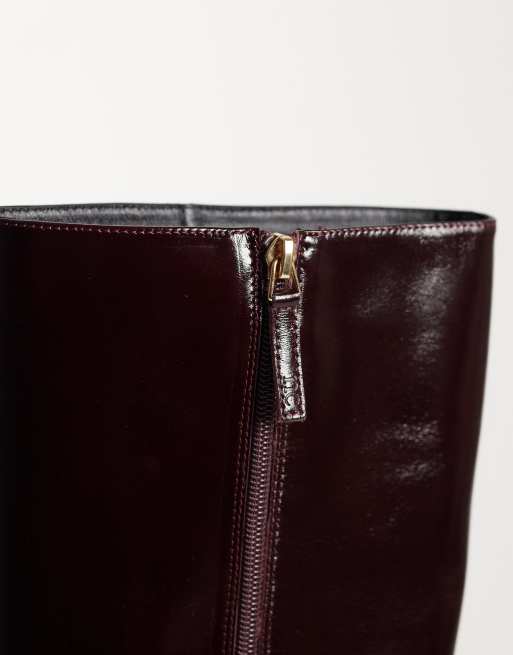 Nobody's Child real leather knee high boots in burgundy, 3 of 4