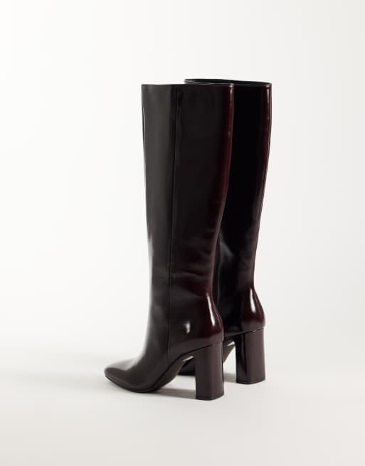 Nobody's Child real leather knee high boots in burgundy, 4 of 4