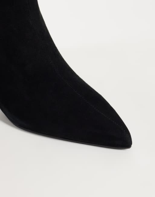 Nobody's Child real leather pointed toe heeled knee high boot in black, 3 of 4
