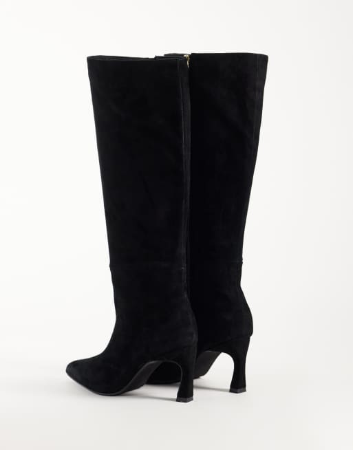 Nobody's Child real leather pointed toe heeled knee high boot in black, 4 of 4
