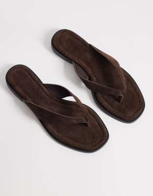  real suede thong flat sandal 
