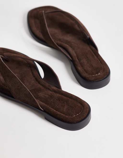Nobody's Child real suede thong flat sandal in brown, 3 of 4