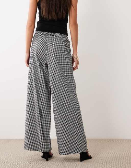 Nobody's Child Reese cotton drawstring wide leg pants in black gingham, 5 of 5