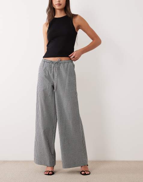 Nobody's Child Reese cotton drawstring wide leg trousers in black gingham
