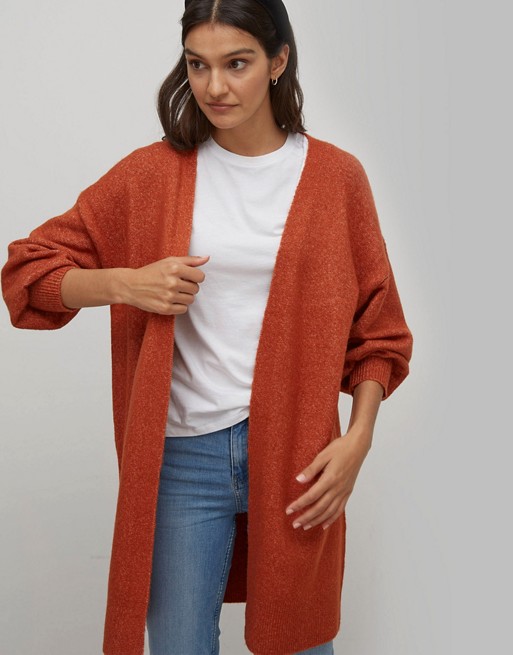 Nobody's Child relaxed cable knit cardigan in rust