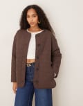 [Nobody's Child] Nobody's Child reversible quilted borg jacket in chocolate brown XS Chocolate