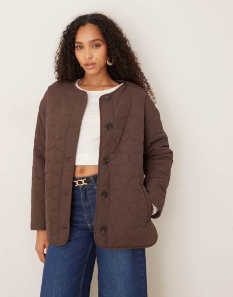 Nobody's Child reversible quilted borg jacket in chocolate brown