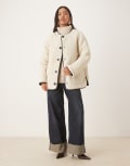 [Nobody's Child] Nobody's Child reversible quilted borg jacket in ivory and black-White S Ivory