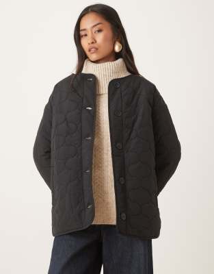 Nobody's Child Reversible Quilted Borg Jacket In Black