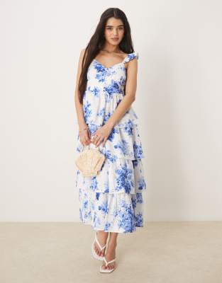 Nobody's Child Rhys Sleeveless Tiered Midi Dress In Multi