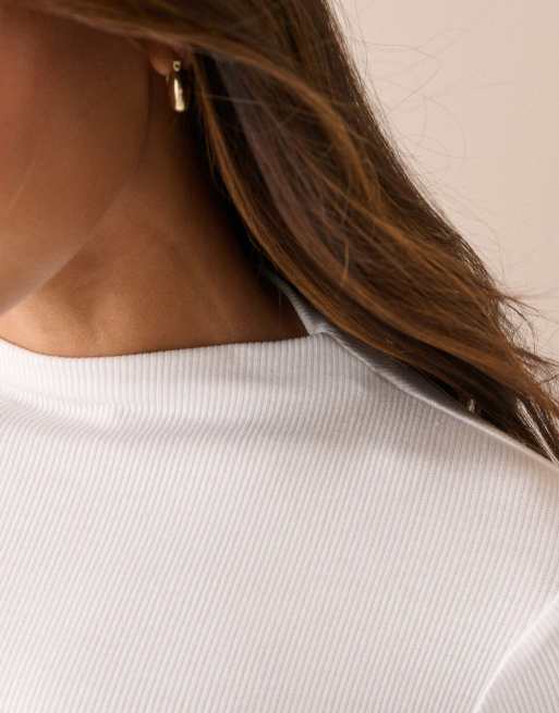 Nobody's Child Rib jersey long sleeve top in white, 2 of 5