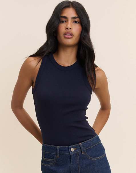 Nobody's Child Ribbed racer vest in blue - view 1