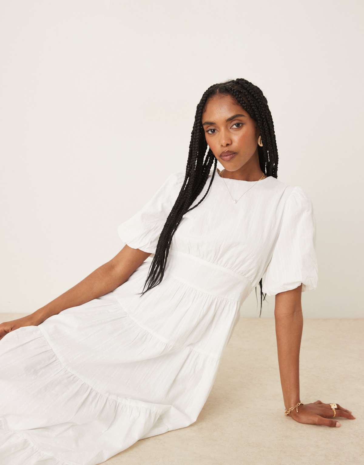 Nobody's Child Ricky midi dress in white