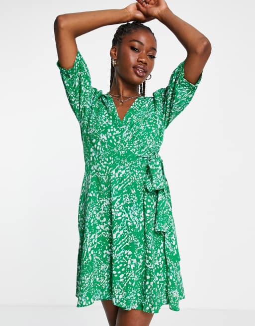 Nobody's Child Rio wrap mini dress in green ASOS