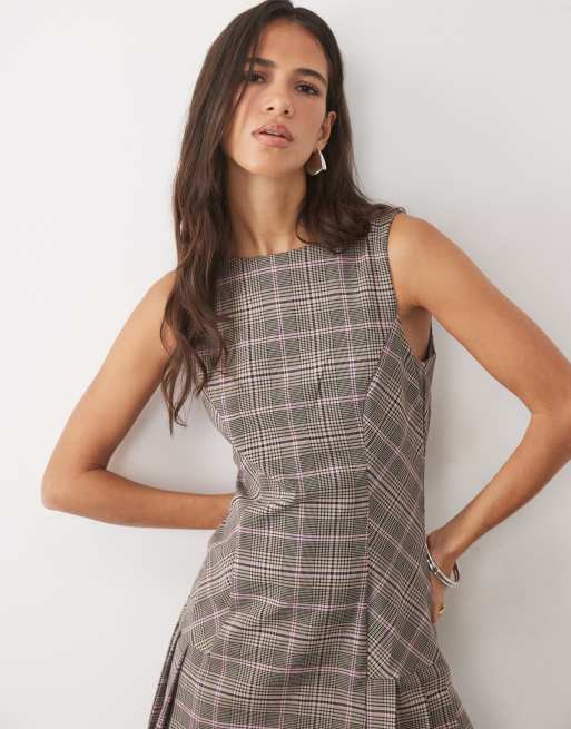 Nobody's Child - Robe chasuble courte ajustée sans manches style kilt à carreaux - Rose, 2 de 4