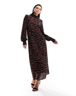 Nobody's Child highneck maxi dress with open back in zebra print - ASOS Price Checker