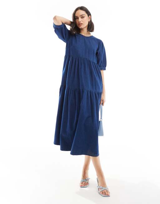 Nobody's Child - Rochelle - Denim midi-jurk in blauw, 2 van 4