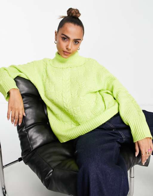 Neon green cheap roll neck jumper