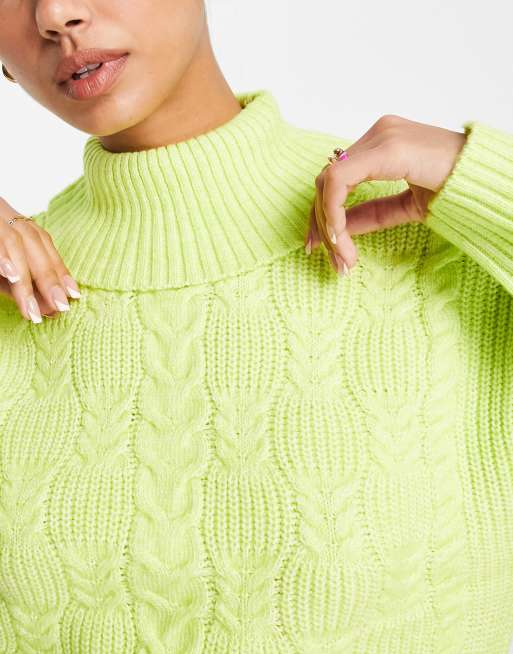 Lime green 2025 cable knit sweater