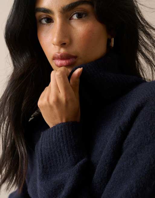 Nobody's Child Roll neck oversized jumper in blue, 2 of 5