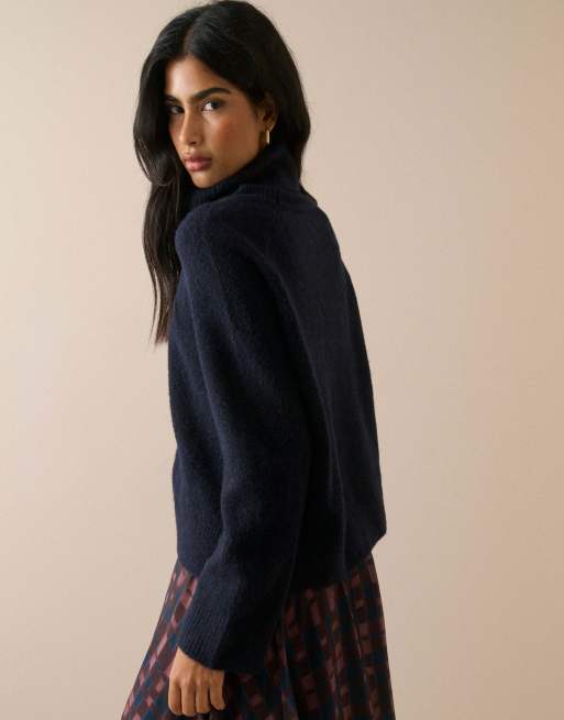 Nobody's Child Roll neck oversized jumper in blue, 5 of 5
