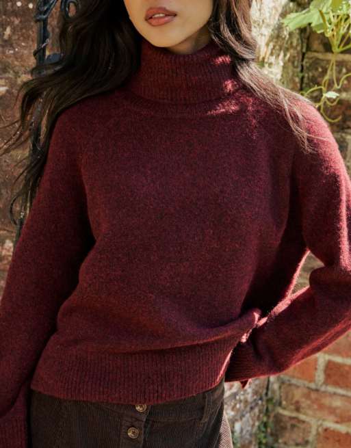 Nobody's Child Roll-neck oversized jumper in burgundy, 4 of 6
