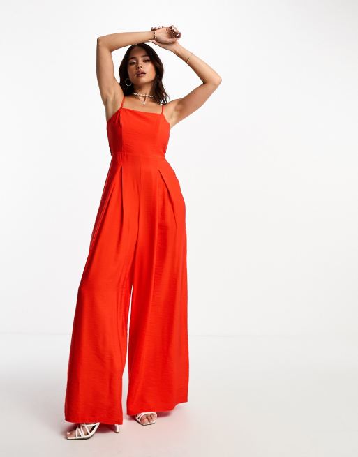 Nobody's Child Rory bandeau jumpsuit with pockets in red, 2 of 4