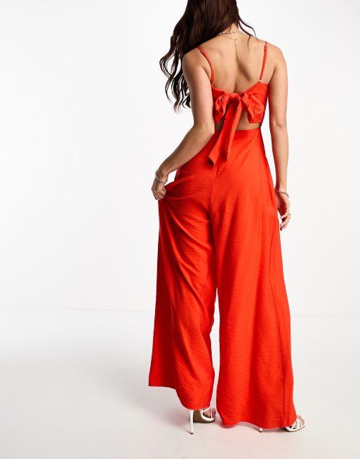 Red jumpsuit best sale with pockets