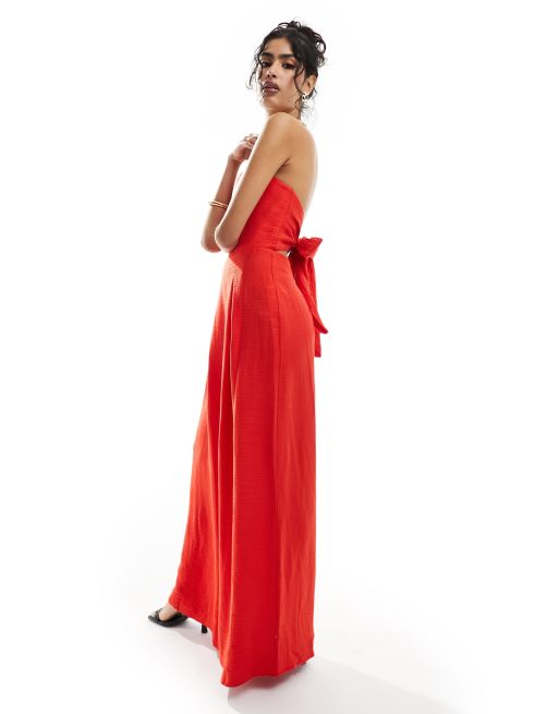 Nobody's Child – Rory – Trägerloser Jumpsuit in Rot mit weitem Bein