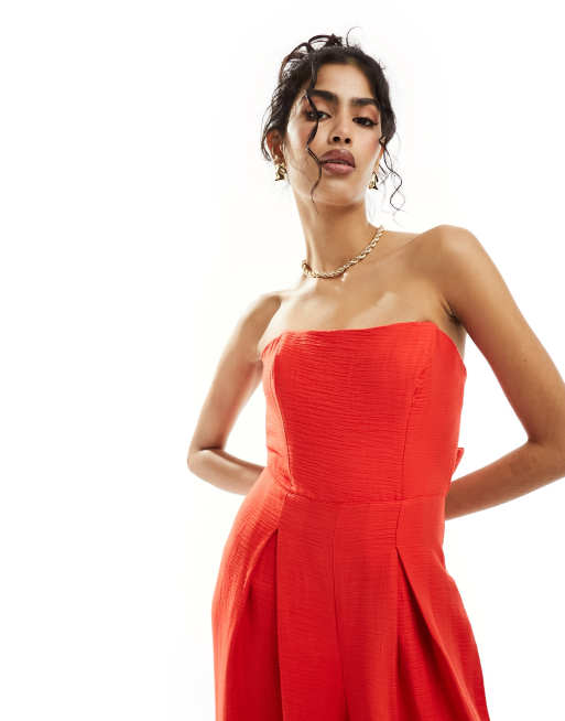 Nobody's Child – Rory – Trägerloser Jumpsuit in Rot mit weitem Bein, 3 von 4