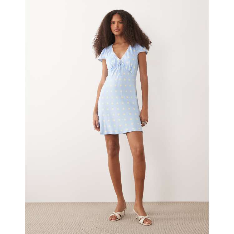 Nobody's Child Rosa v-neck short sleeve lace trim mini dress in
