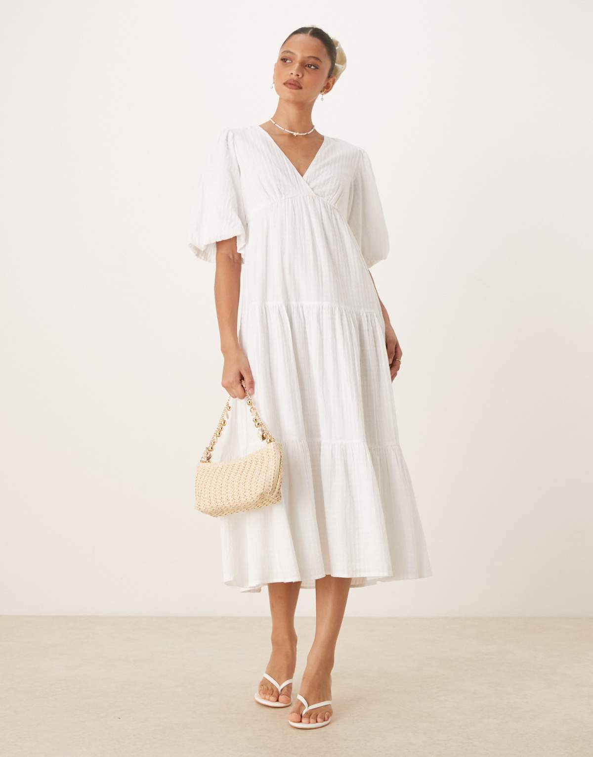 Nobody's Child Roselena tiered midi dress in white