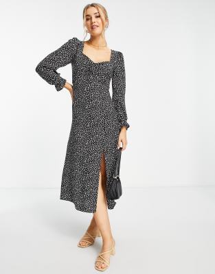 Nobody's Child - Rosie - Midi jurk in zwarte stippenprint