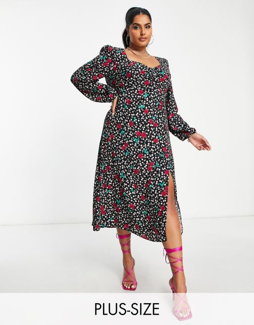 Nobody's Child - Rosie - Midi-jurk met kersenprint in zwart