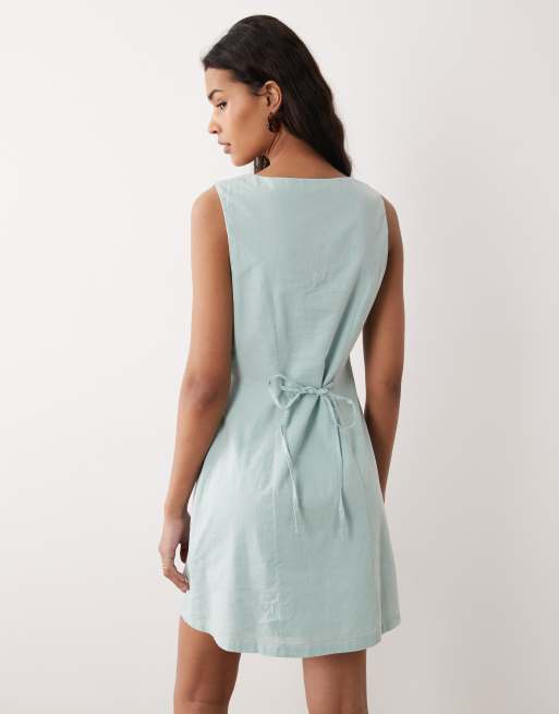 Nobody's Child - Rosie - Robe courte boutonnée à encolure carrée - Vert menthe, 2 de 4