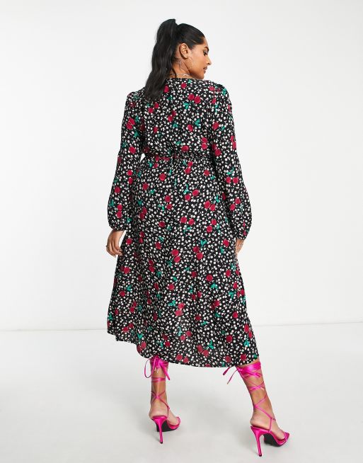 Nobody's Child - Rosie - Robe mi-longue à imprimé cœurs - Noir, 2 de 4