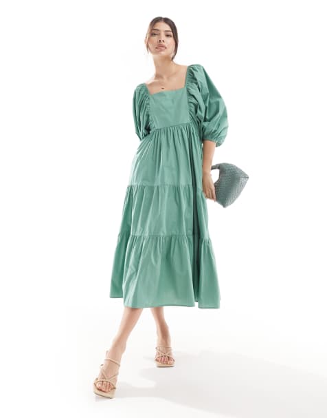 Nobody's Child Ruby balloon sleeve midaxi dress in green - view 1