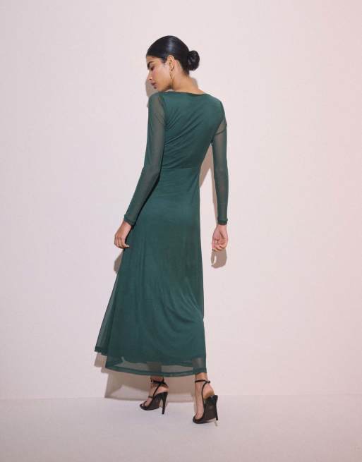 Nobody's Child Ruched hailey midi dress in green, 2 of 5