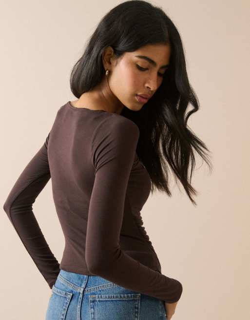 Nobody's Child Ruched modal-rich top in brown, 2 of 5