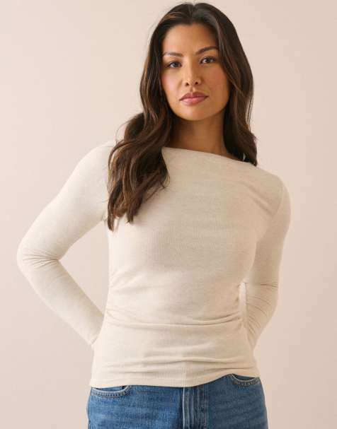 Nobody's Child Ruched modal-rich top in cream - view 1