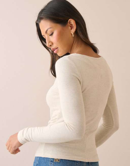 Nobody's Child Ruched modal-rich top in cream, 2 of 5